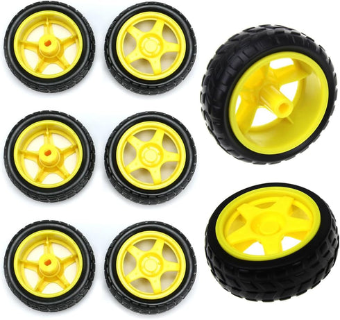 ThtRht 8 Pack TT Motor Wheels Replacement Smart Car Robot Wheel Tyres 1:48