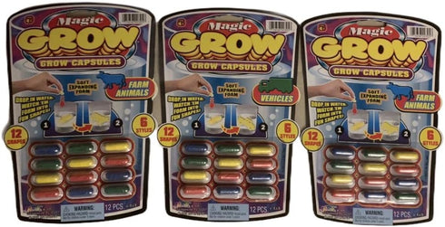 JA-RU Toys Magic Grow Capsules, 1 Pack, 12 Units, Sea Creatures, Zoo & Farm Animals, Dinosaur