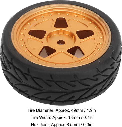 VBESTLIFE RC Car Tires, Aluminum Alloy Rubber Wheel Rims Replacement for ZD Racing 1/16 S16 EX16 RC Car Upgarde Parts (2Pcs)