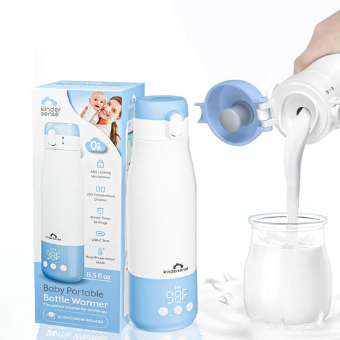 12 Oz 55W Preset 18W KinderSense Portable Bottle Warmer for Travel - Fl Large Capacity Power - Breastmilk, Water, Baby