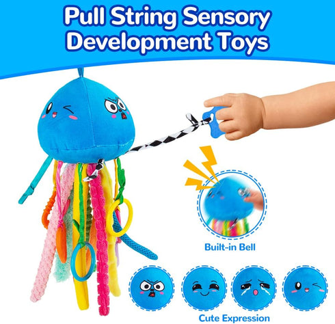 10 0-3-6-18 teytoy Sensory Toy, Texture Toys for Babies with Rattle, Autism Sensory Toys Jellyfish Shape Tactile