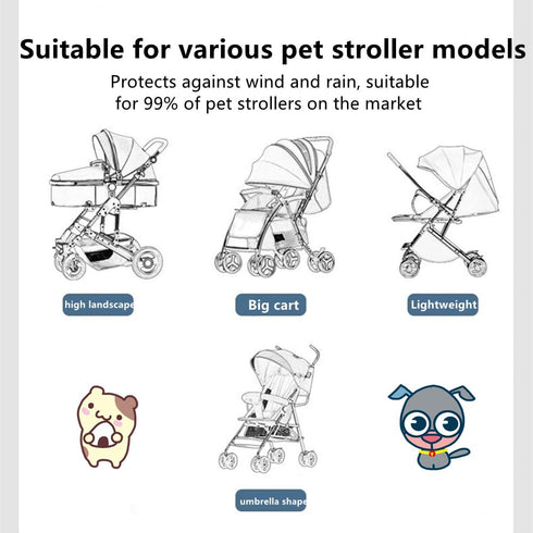 Dlmlemu Unisize Pet Stroller Rain Cover - Foldable Clear Protection for Snow, Wind & Rain, Suitable for Various