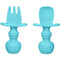 Silikong Silicone Utensils - Baby Fork and Spoon Set, Training Utensils for Ages 6 Months, Blue