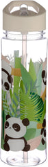 Puckator 550ml Pandarama - Kids Drinks Bottle With Flip Straw - Reusable Water Bottle For Girls And Boys With A Carry