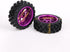 Mxfans Black Flower Pattern Rubber Tyres with Purple Y-Shape Aluminum Alloy Wheel Rims for RC 1:10 Racing Car