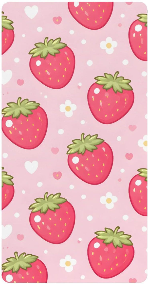 CZXW Red Strawberries Crib Sheets Fitted 52" x 28" Natural Cotton Soft &
