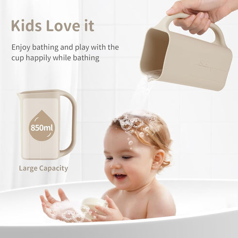 CAROFAFA 100% Baby Bath Rinse Cup Food Grade Silicone Wash Rinser Cup For Kids (Shifting Sand)