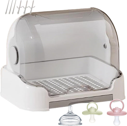 Generic Bottle Drying Organizer - Rack Container With Lid, Nursery Storage Accessories, Pacifier Dish Cup Components