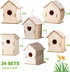 QUYSK 24 Sets 3+ Summer DIY Wood Birdhouse Bulk for Kids Parties and Classrooms, Art Painting Bird House Craft Kit
