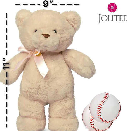 My First Bear Stuffed Animal - Jolitee Beige Neutral Teddy Bear for Newborn, 10"