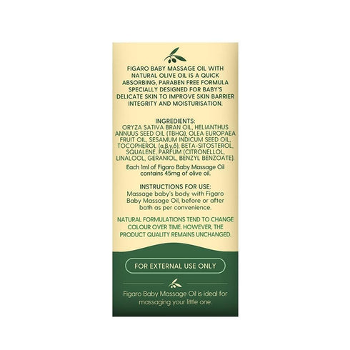 Generic 100 Ml Figaro Baby Massage Oil With Goodness Of Natural Olive Oil Enriched With Vitamin E, Dermatologically