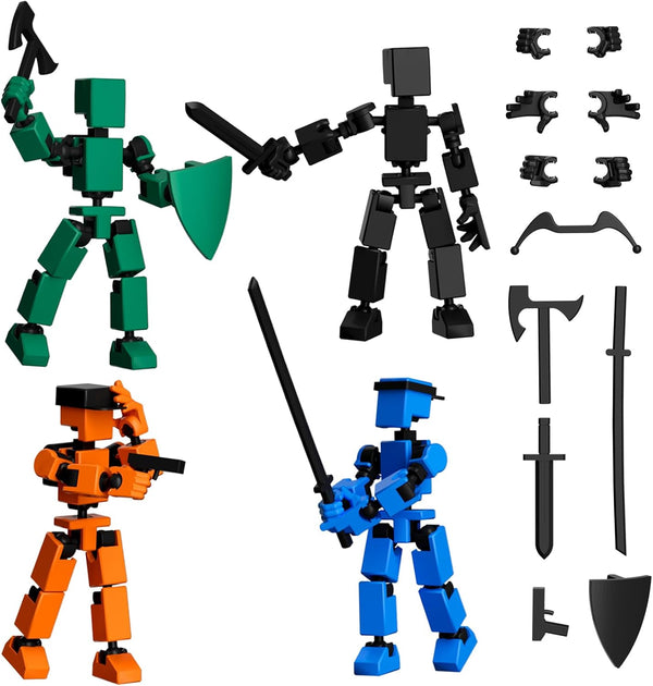 zumelio 4PCS Mini Titan T-13 Action Figures Set, Assembly Completed Luck Dummy Robot