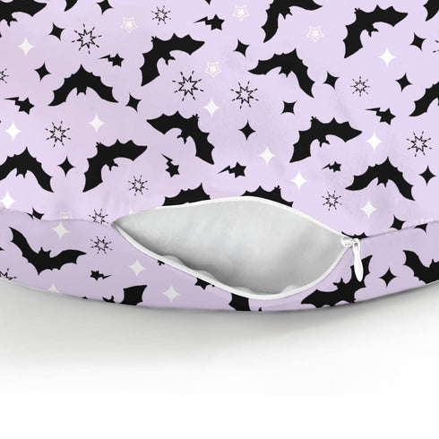 Purple Pastel Halloween Baby Nursing Pillow Covers for Boy Girl Black Bat and Stars Nursing Pillowcase