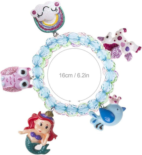 5pc Mermaid Bracelet Set - Unicorn Jewelry for Little Girls, Teens, Kids Party Favor Pretend Play