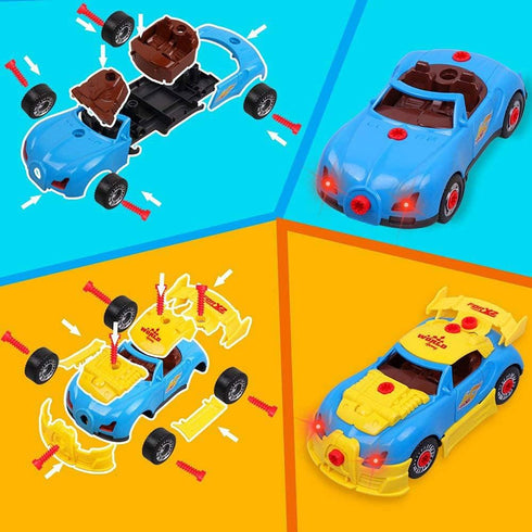 Liberty Imports Take Apart Racing Car Toys, 30 Piece Construction Set with Electric Drill, Engine Sounds & Lights