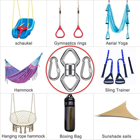BeneLabel Swing Swivel with 2 Carabiners, 770LB Capacity, Safest Rotational Device for Aerial Silks