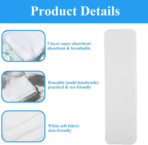 SHFGYG 10 Pack 4-Layer Reusable Adult Cloth Diaper Inserts - Ultra Absorbent Microfiber Liners for Overnight