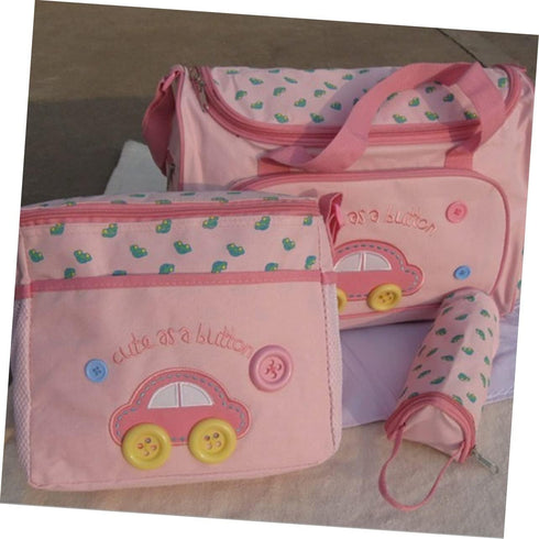 Set Totority Large Capacity Multi-function Diaper Bag for Moms Stylish Pink Tote with Changing Pad Bag and Bottle