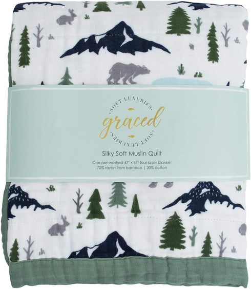 GRACED SOFT LUXURIES Muslin Baby Blanket | Breathable, Ultra-Soft Muslin Quilt |