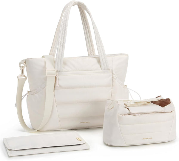 mommore Diaper Bag Tote with Stroller Organizer Puffer Bag Large Capacity Baby