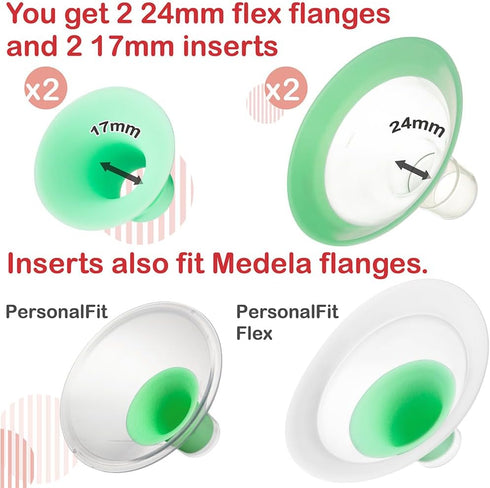 17mm 24mm 17mm Nenesupply Inserts and Flex Flanges Compatible with Lansinoh Breastpump Replacement to Lansinoh Flange