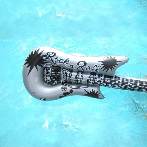 Treasure Gurus Set 2 40" Inflatable Silver Gold Electric Guitar Blow Up Toy for Swimming Pool Floaties