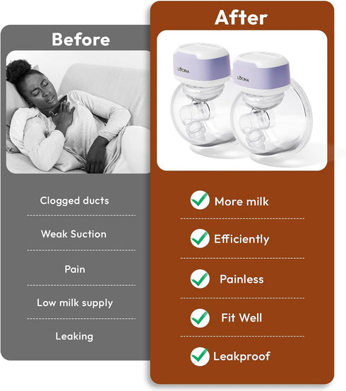 3 9 16/18/20/22/24mm 2 Pack Wearable Breastfeeding Pump Hands Free of Long Battery Life, Portable Electric Wireless