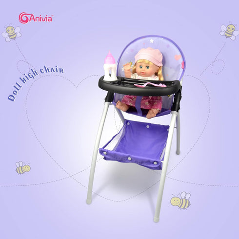 ANIVIA Baby Doll High Chair for Dolls Up to 16'', Purple (DH010-PURPLE)