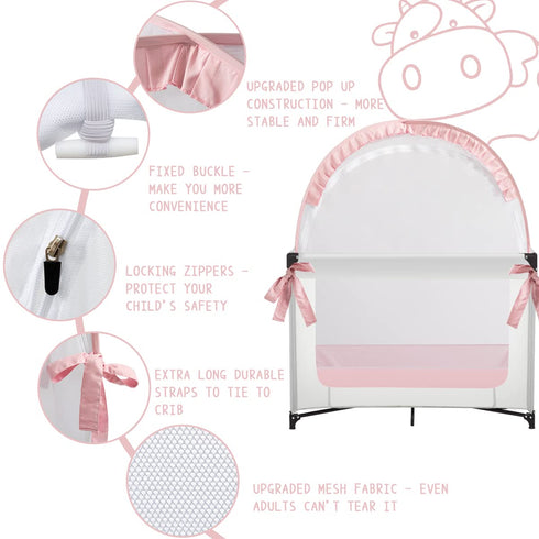 L RUNNZER Pack Pack (39.6" 27.6" 49.2" N Play Tent, Baby Mini Crib Tent to Keep Baby in, Crib Net for and Play, Mini