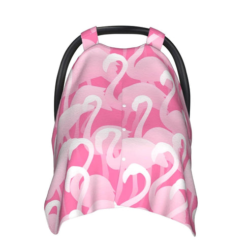 Zhbvncp Flamingo Pattern Baby Car Seat Cover & Breastfeeding Nursing Cover - Breathable Stretch Fabric Multi-Use