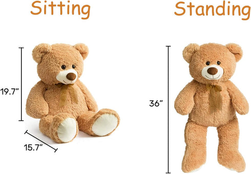 36 inch HollyHOME Big Teddy Bear Large Teddy Bear Stuffed Animal Birthday Valentines Day Plush for Kids and Girlfriend