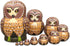 Moonmo 10pcs Brown Owl Handmade Wooden Russian Nesting Dolls Matryoshka Dolls Set