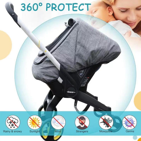 BigHippo Cozy(Gray Waterproof Baby Car Seat CoverCold Weather Carseat Cover for Babies,Infant Car Seat Cover Canopy