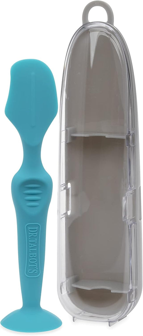 Dr. Talbot's Diaper Cream Soft Silicone Brush with Suction Base & Hygienic Case, Aqua, Full Size