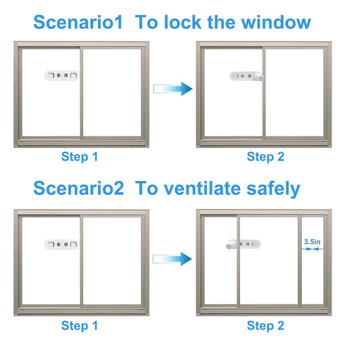 ILORVIUN Closet (White-Count 4) Childproof Sliding Glass Door Lock, Baby Safety Slide Window Locks for Kids Proof Patio