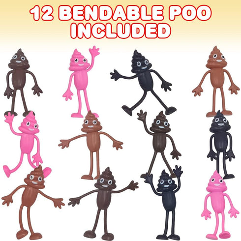 Set 12 ArtCreativity Bendable Poop Toys - of Flexible Poop Figures for Kids, Silly Stress Relief Fidget Toys, Funny