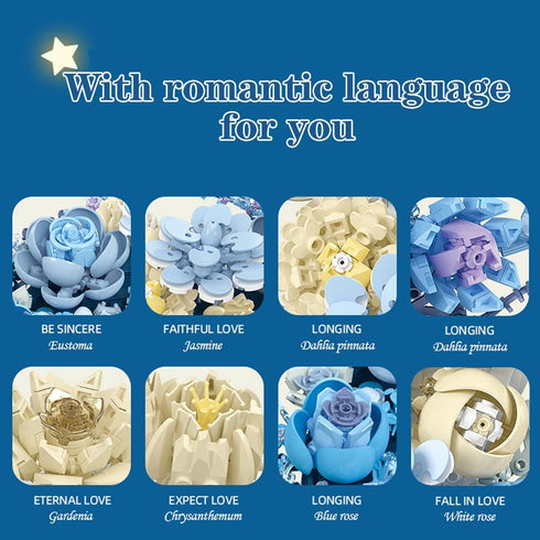 Set, 934 (JJ9094) Eternal Flower Building Blocks Simulated Artificial Flowers Moon Models, Home Decor or Idea Present
