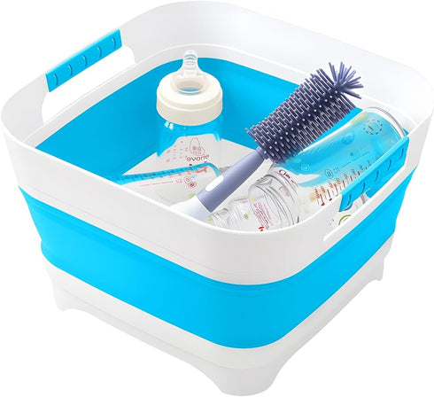 2.4 Collapsible Wash Basin for Baby Bottles - Gallons Portable Wash Bin for RV Camping Sink, Space-Saving Dish