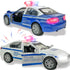 2 Pack Metal Diecast NY Police Cars - Pull Back Battery Powered with LED Headlights and Siren Sounds 1:32 Scale