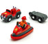 Wooden Train Cars Track Accessories Set, Rescue Fire Truck with Light and Sound for Boys and Girls