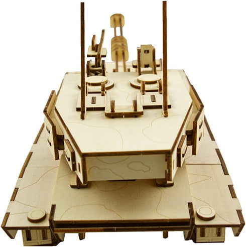 3D Wooden Puzzles Laser Engraving DIY Safe Assembly Constructor Kit Toy for Teens and Adults (Tank)
