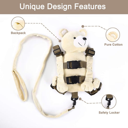 New Berhapy 3 in 1 Bear Toddler Safety Harness Backpack, Children's Walking Leash Strap for Boys and Girls