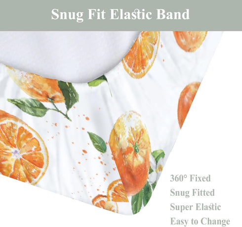 ZoUbqchY Summer 32''16'' Watercolor Oranges Baby Changing Pad Covers for Boy Girl Orange Branches Flowers Leaves Fitted