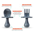 Grabease Toddler Spoon & Fork Set, Gray - First Stage Baby Utensils for Self Feeding, BPA-Free, 4+ Months