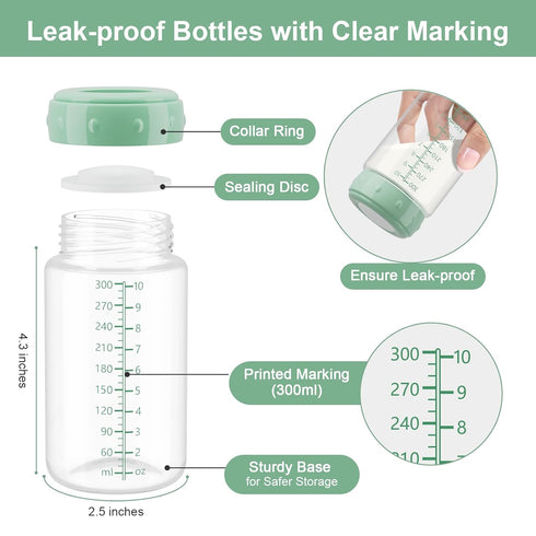 Momcozy 10oz, 4 Pack Natural Baby Bottles, BPA Free Breastmilk Storage Bottle for Breast Milk Cooler & Fridge