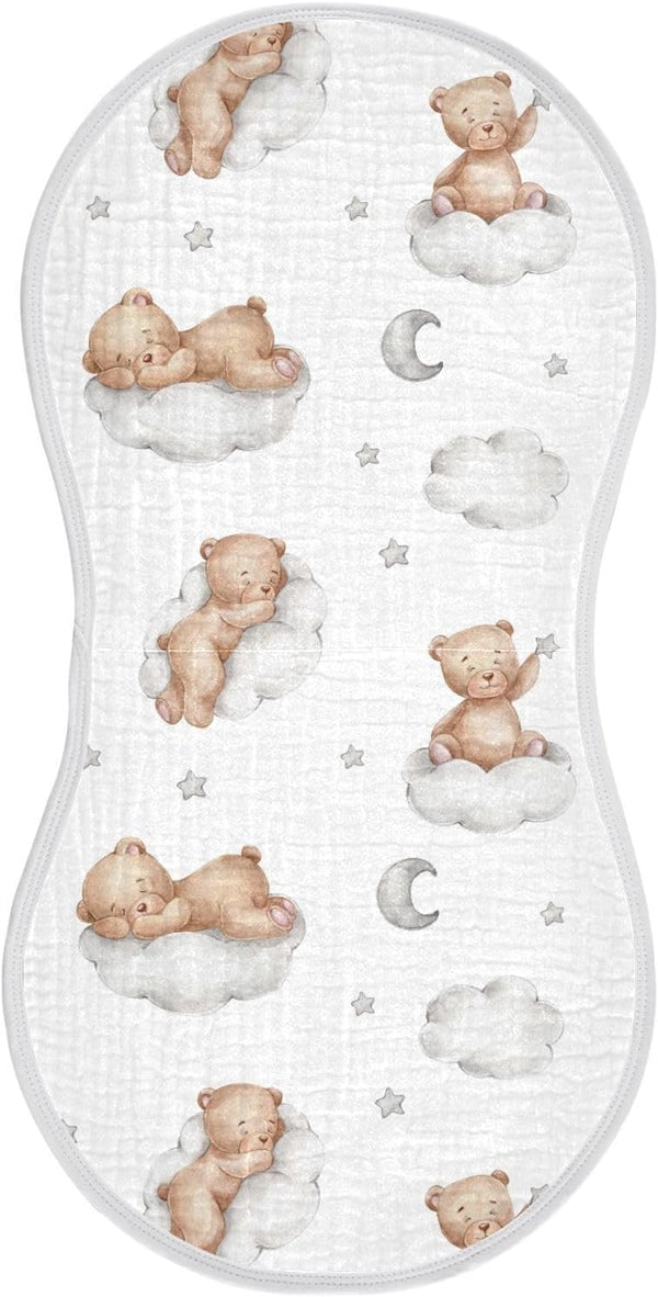 Muslin Burp Cloths Bears Clouds Baby Bibs, Absorbent & Soft 22*11IN, 2 Pack for Baby Girl Boys