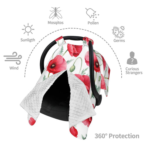 CQMZJHU Poppy Flowers Baby Car Seat, Rain Shelter, Multifunctional Nursing Cover for Newborns, Mother Care