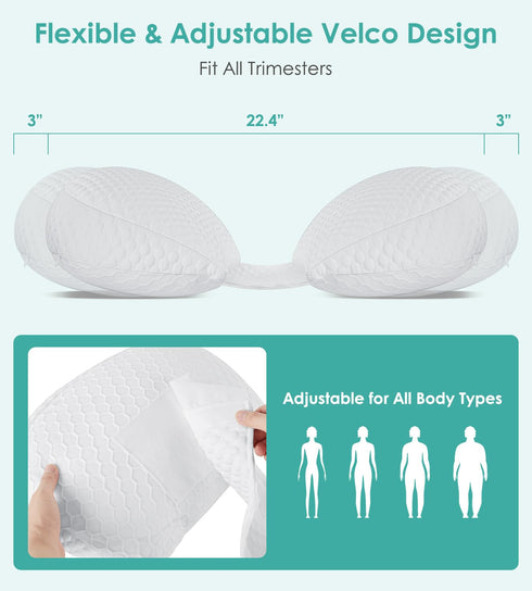 Legs(30Slope Pregnancy Pillow Cooling for Sleeping, Detachable and Adjustable Double-Sided Support Maternity Pillow