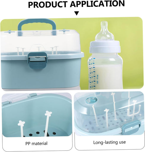 Bottle Storage Box with Draining Drying Rack Portable Milk Bottle Case Organizer for Supplies Lightweight and Wear