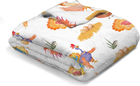 Rooster Hens Eggs Floral Leaves Baby Blanket for Boys Girls Baby Chicken Farm Animals Flannel Soft Receiving Blankets Swaddle Blanket Crib Nursery Bed Throws 30x40 by Hwmmbh